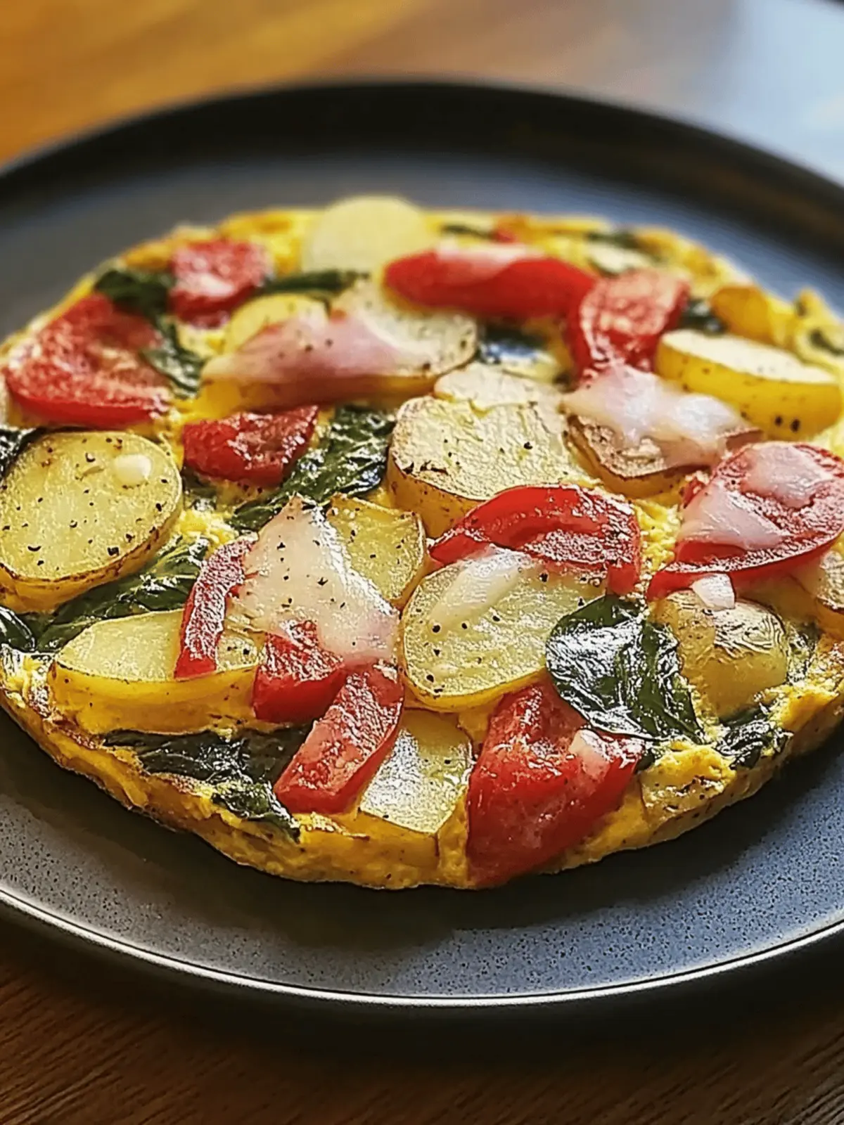 Frittata with Potatoes, Red Peppers, and Spinach