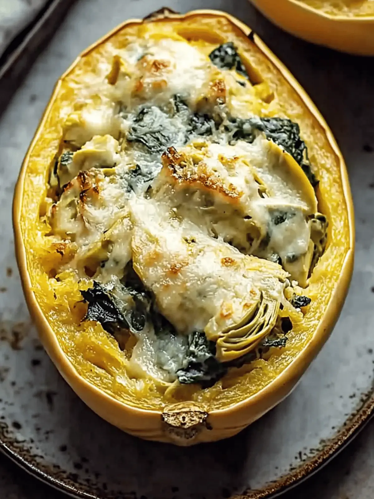 Rich Spinach Artichoke Spaghetti Squash