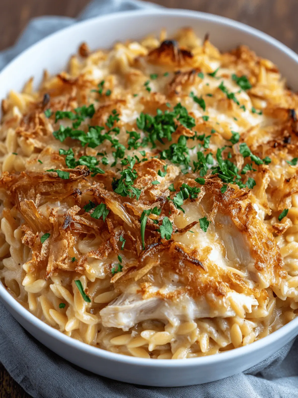 French Onion Chicken Orzo Casserole Comfort in Every Bite 2 French Onion Chicken Orzo Casserole