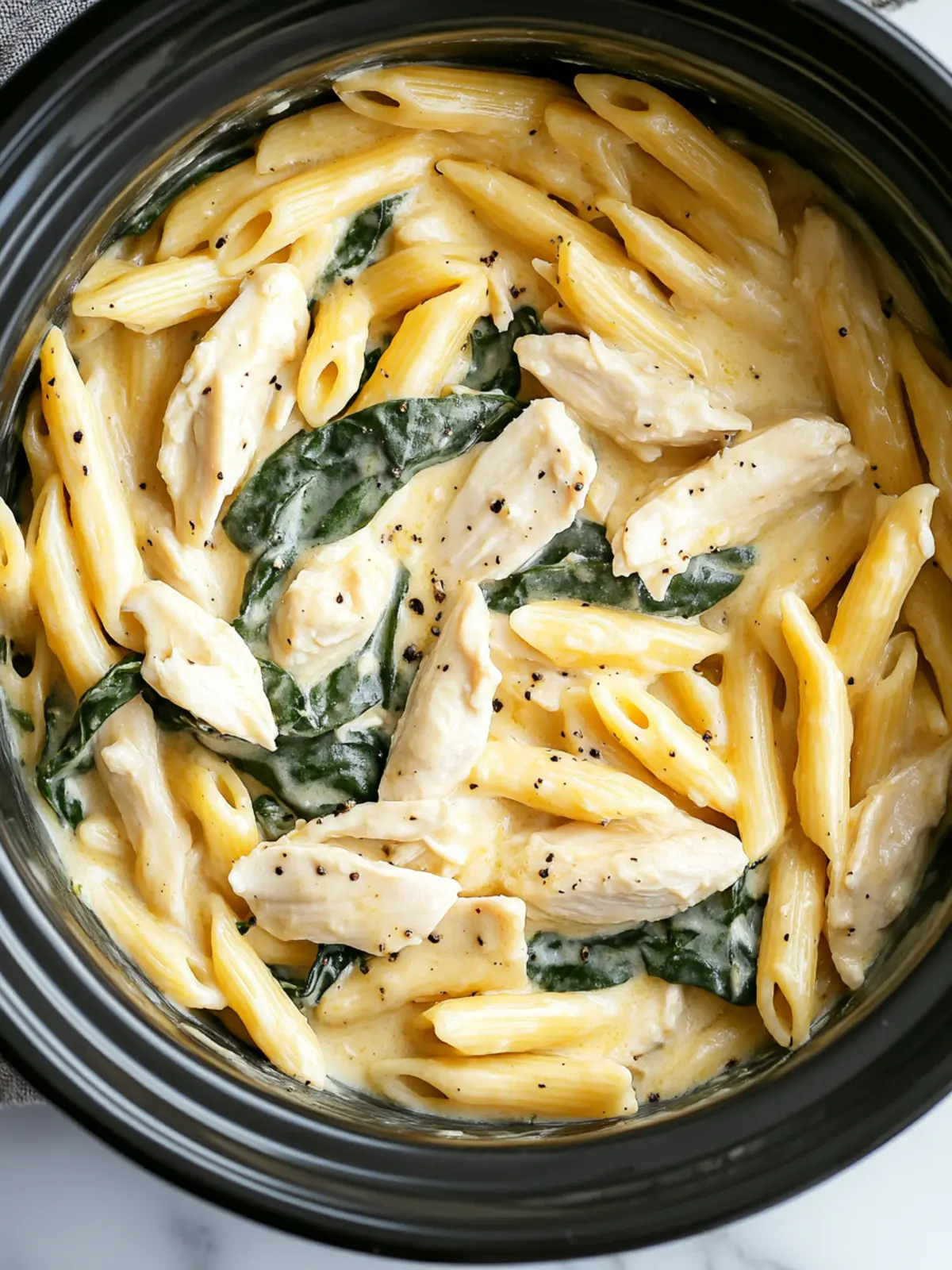 Crockpot Chicken and Spinach Pasta for Cozy Home Dinners 5 Crockpot Chicken and Spinach Pasta