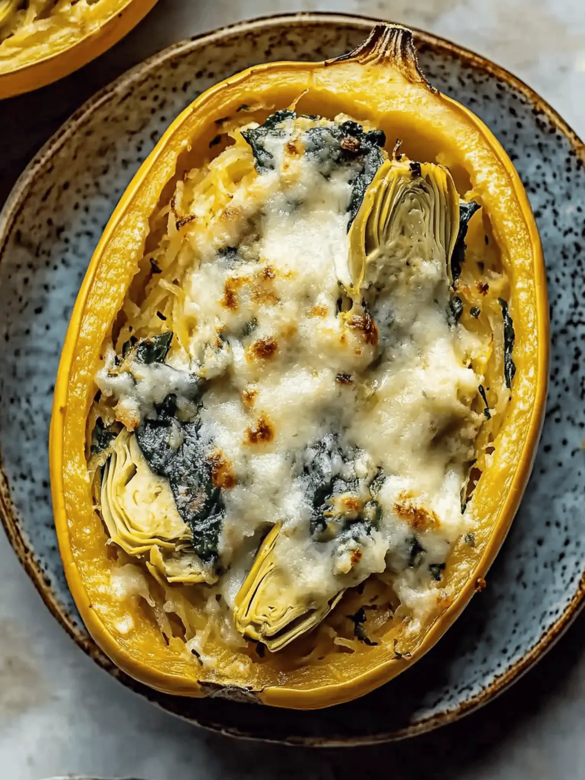Rich Spinach Artichoke Spaghetti Squash