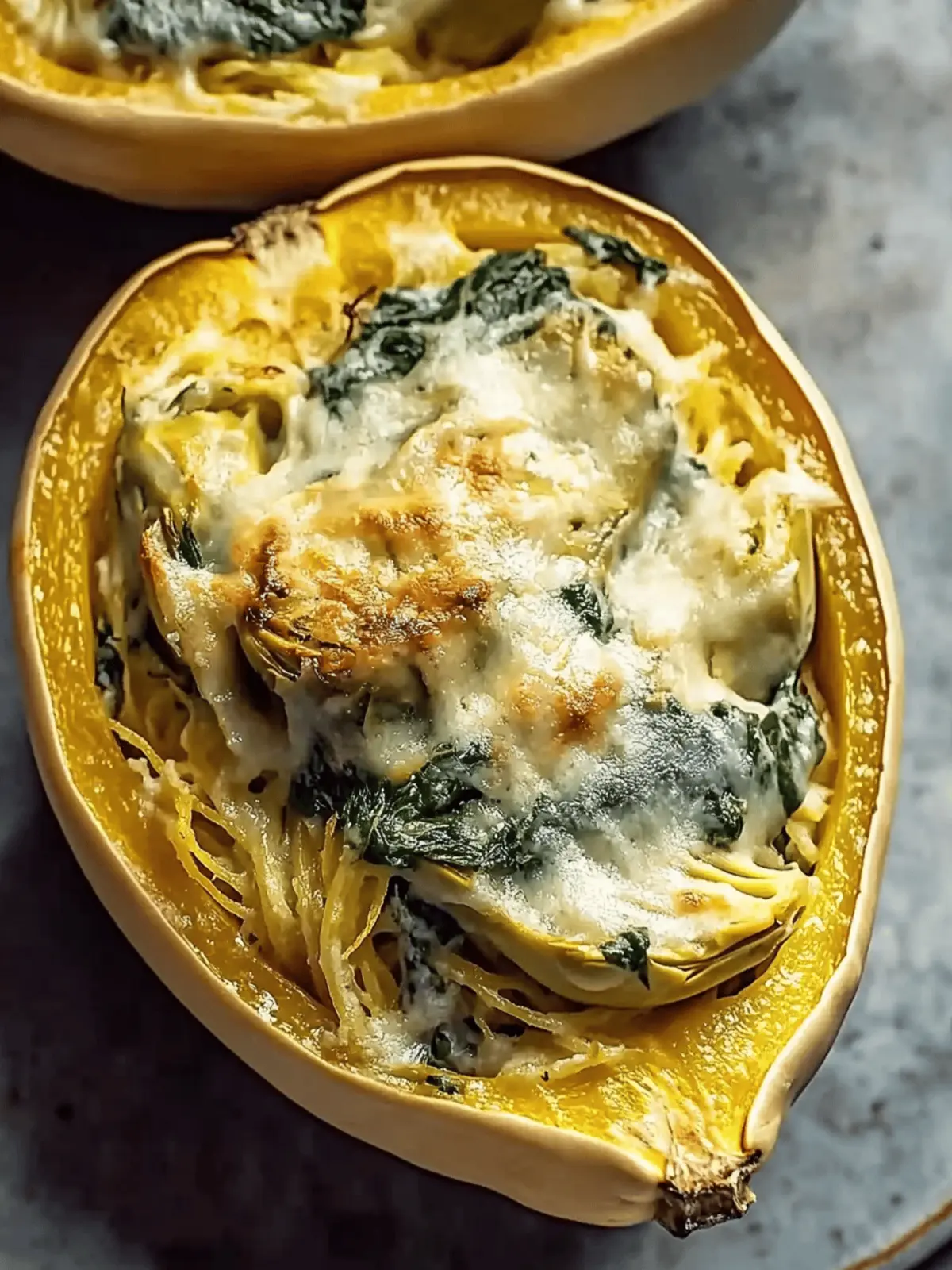 Rich Spinach Artichoke Spaghetti Squash