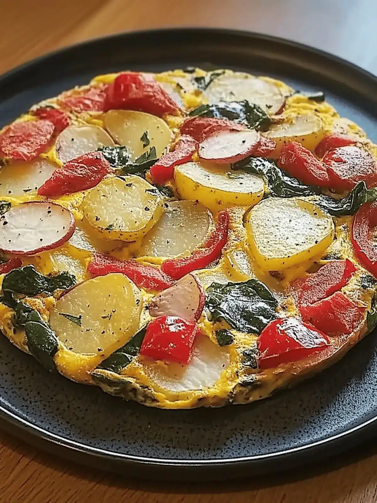 Frittata with Potatoes, Red Peppers, and Spinach