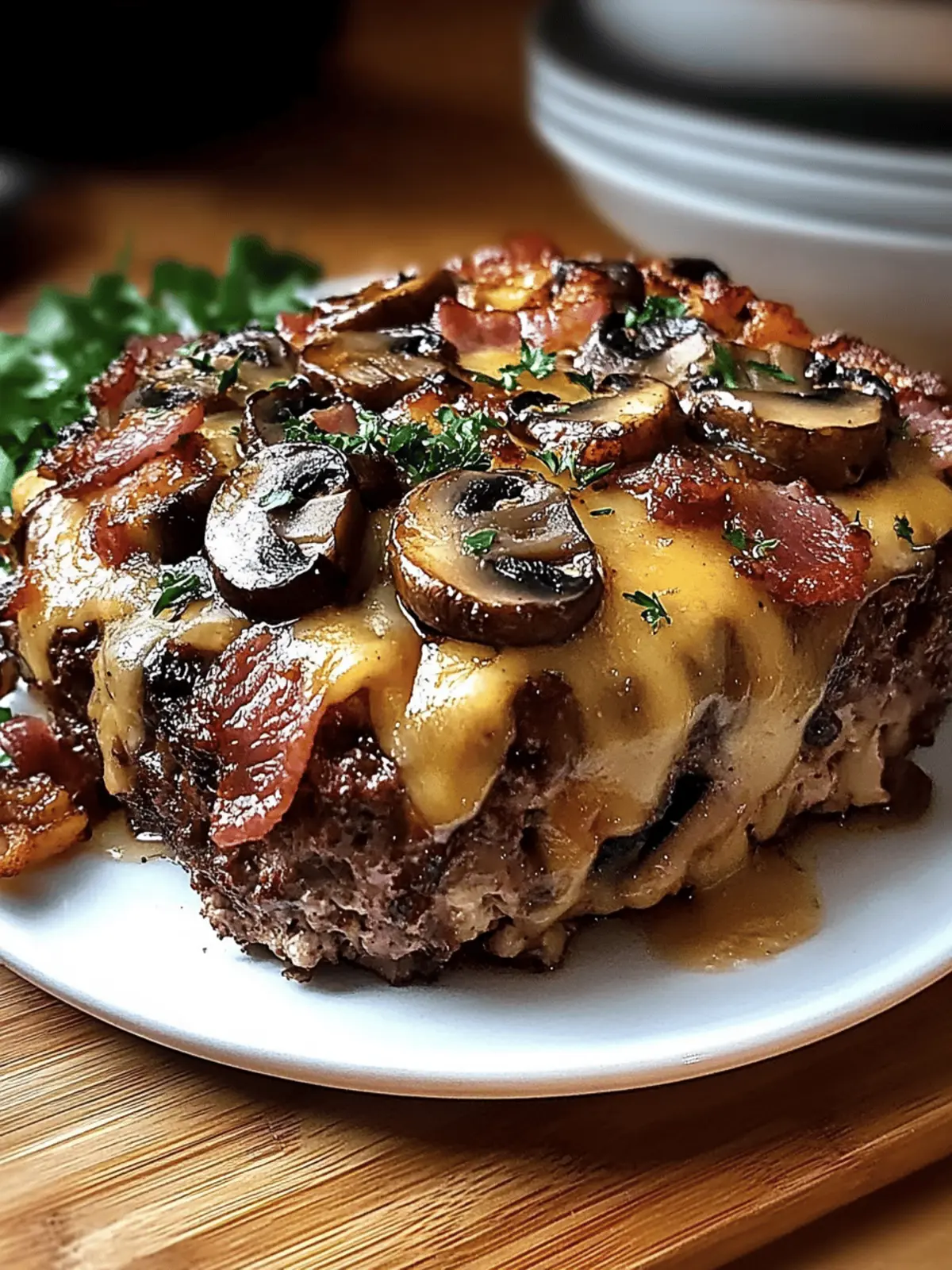 Swiss Bacon Mushroom Meatloaf