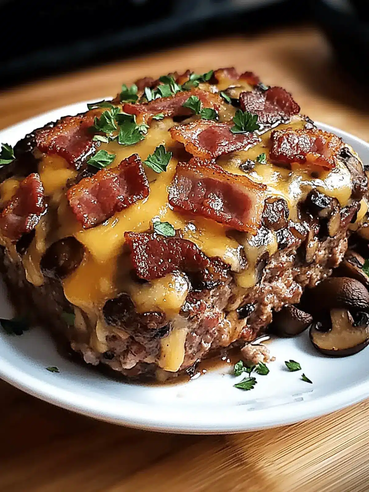 Swiss Bacon Mushroom Meatloaf