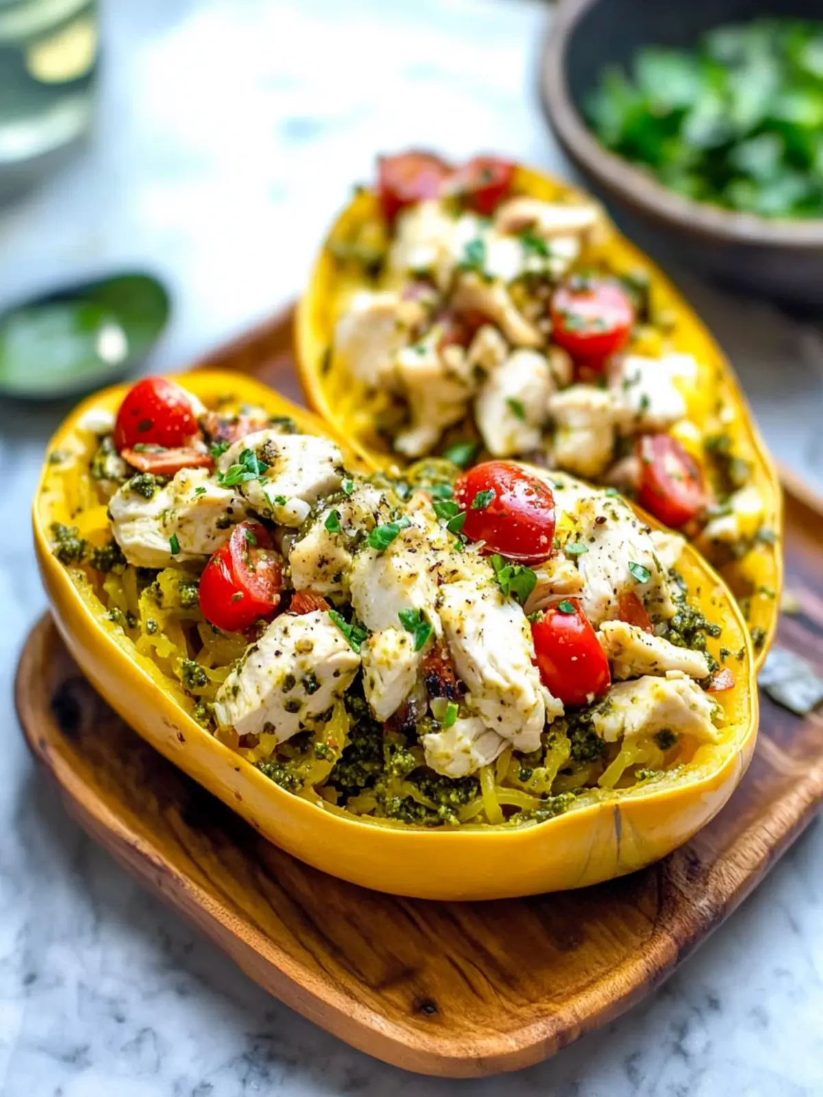 Delicious Chicken Pesto Spaghetti Squash for Cozy Nights 5 Chicken Pesto Spaghetti Squash
