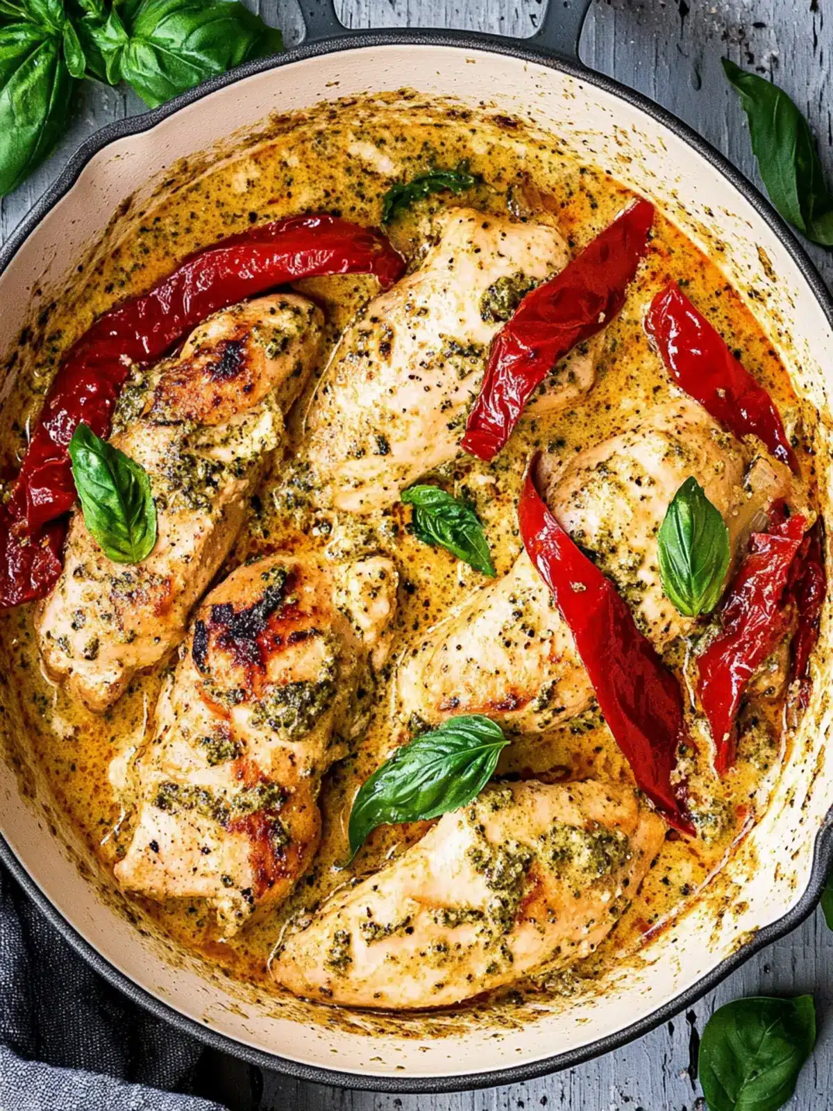 Savory Creamy Pesto Chicken with Sun-Dried Tomatoes Delight 3 Creamy Pesto Chicken