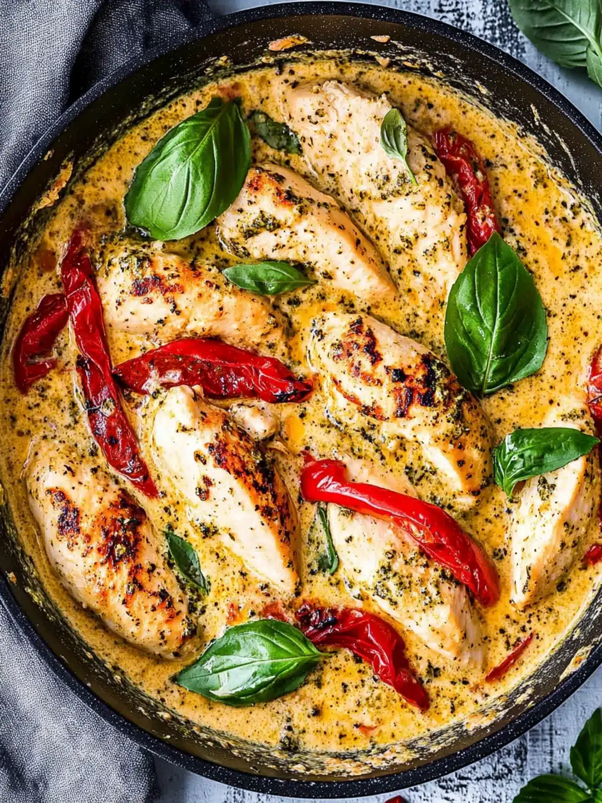 Savory Creamy Pesto Chicken with Sun-Dried Tomatoes Delight 2 Creamy Pesto Chicken