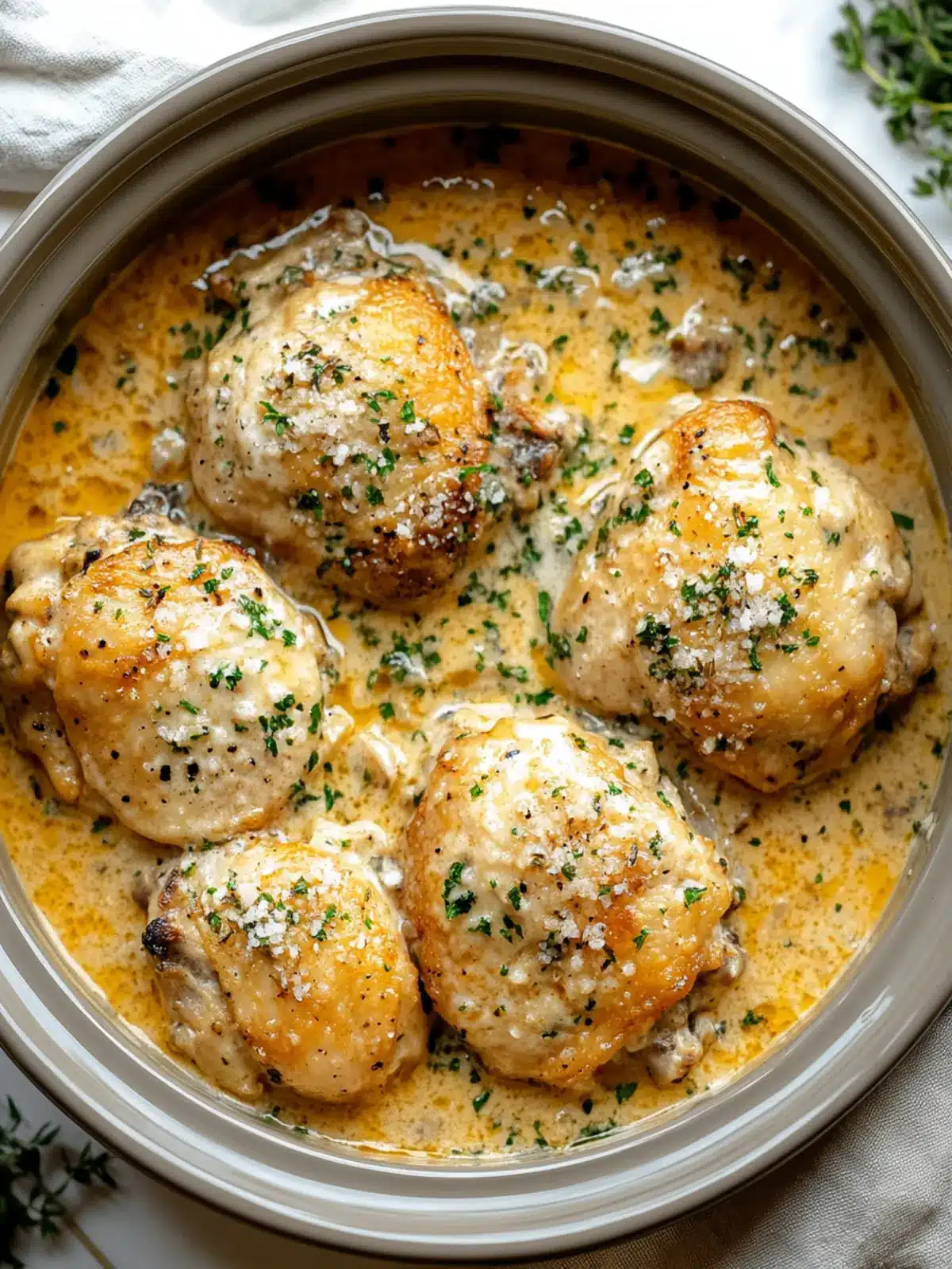 Crockpot Creamy Garlic Parmesan Chicken Thighs You’ll Adore 4 Crockpot Creamy Garlic Parmesan Chicken Thighs