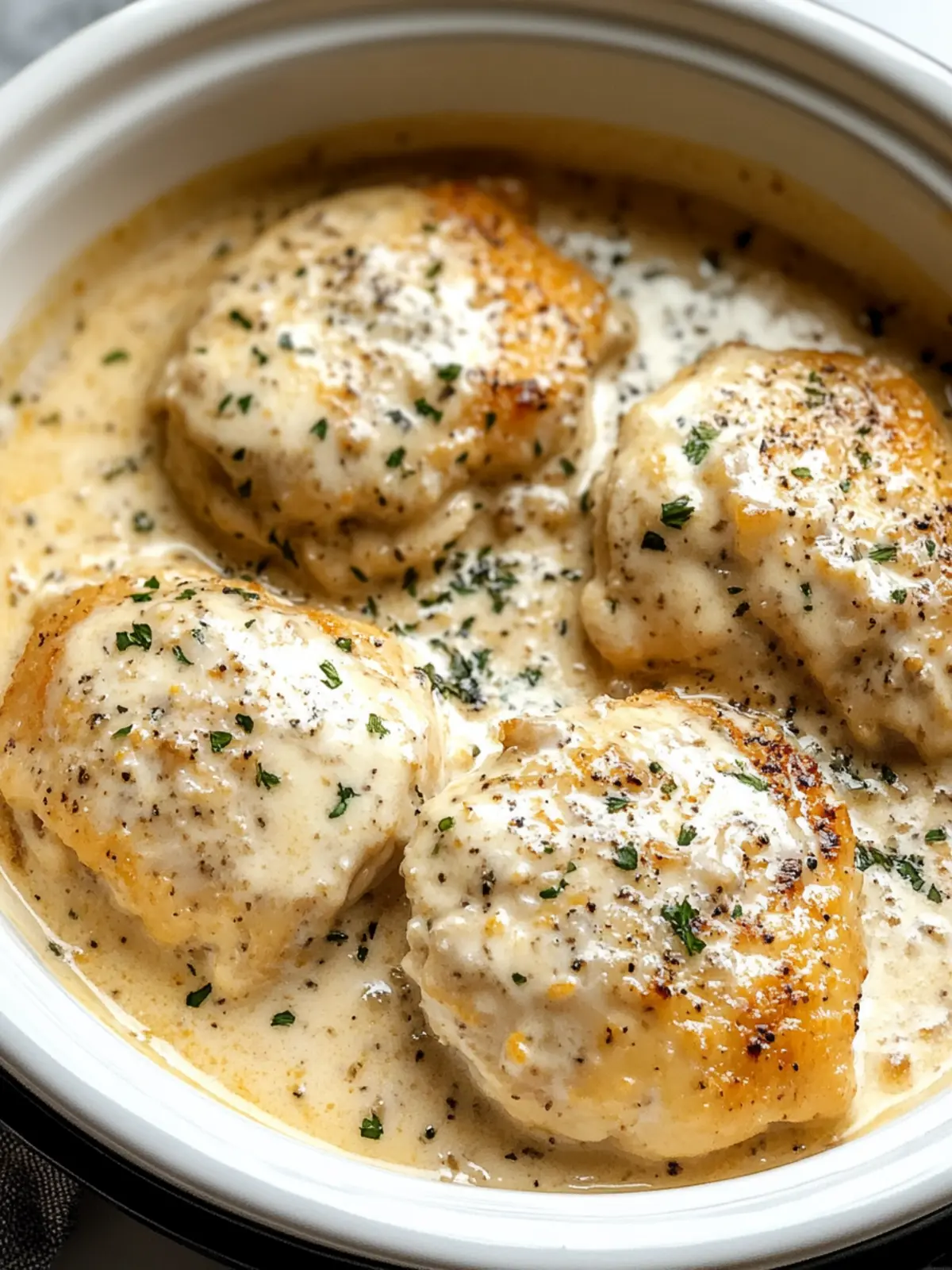Crockpot Creamy Garlic Parmesan Chicken Thighs You’ll Adore 2 Crockpot Creamy Garlic Parmesan Chicken Thighs