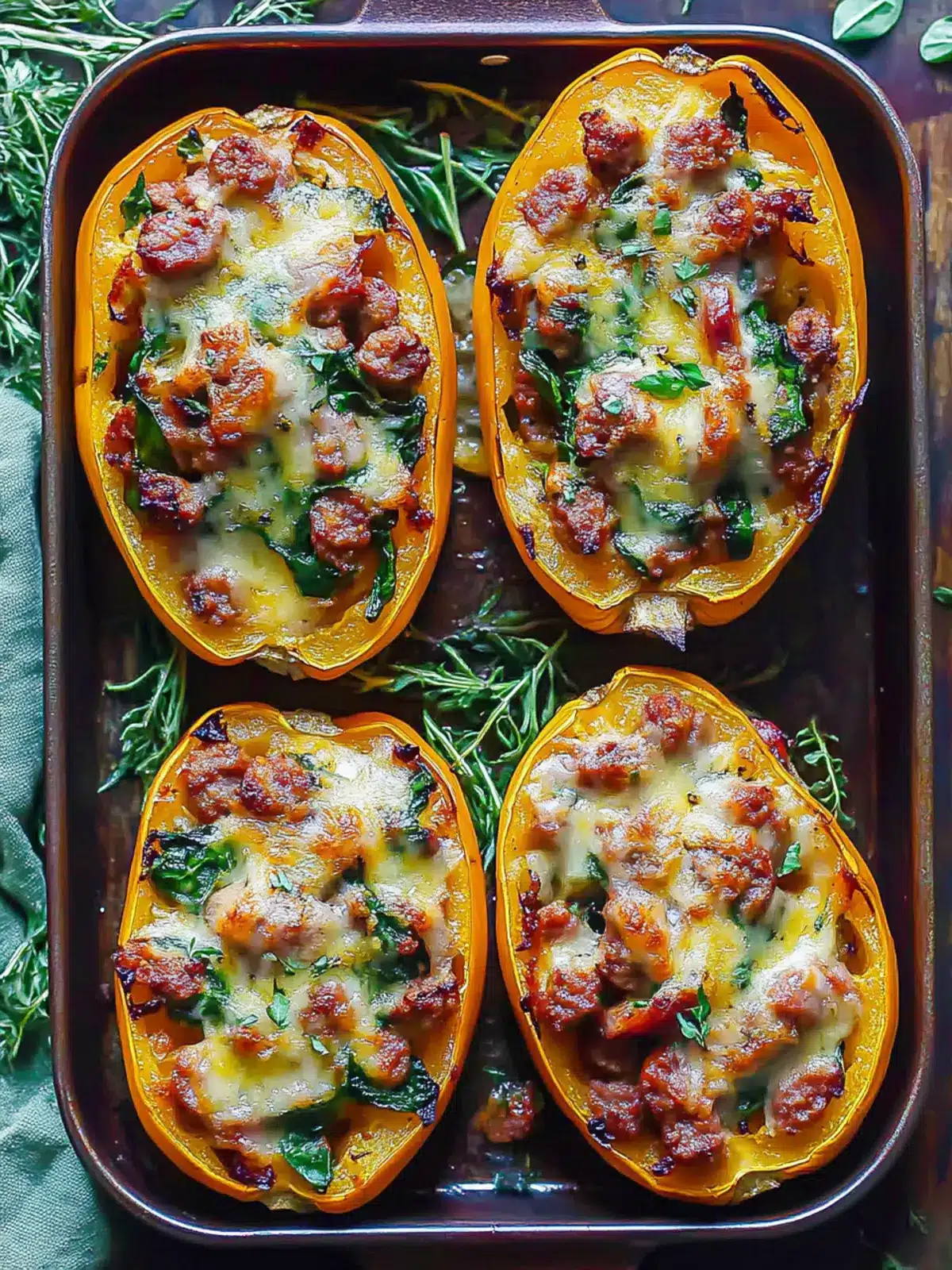 Savory Italian Sausage and Spinach Stuffed Spaghetti Squash 5 Italian Sausage and Spinach Stuffed Spaghetti Squash