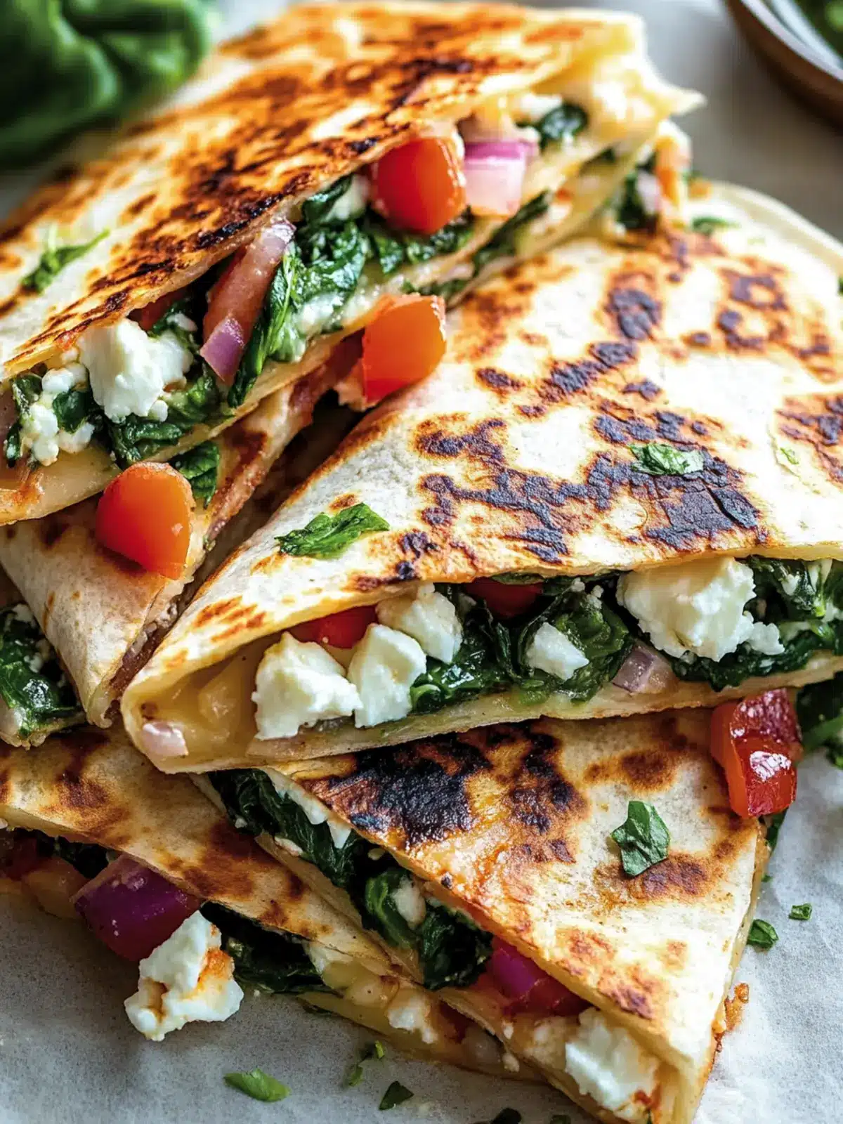 Mediterranean Quesadillas with Spinach, Feta, and Mozzarella Delight 5 Mediterranean Quesadillas with Spinach, Feta, Mozzarella, and Red Onion