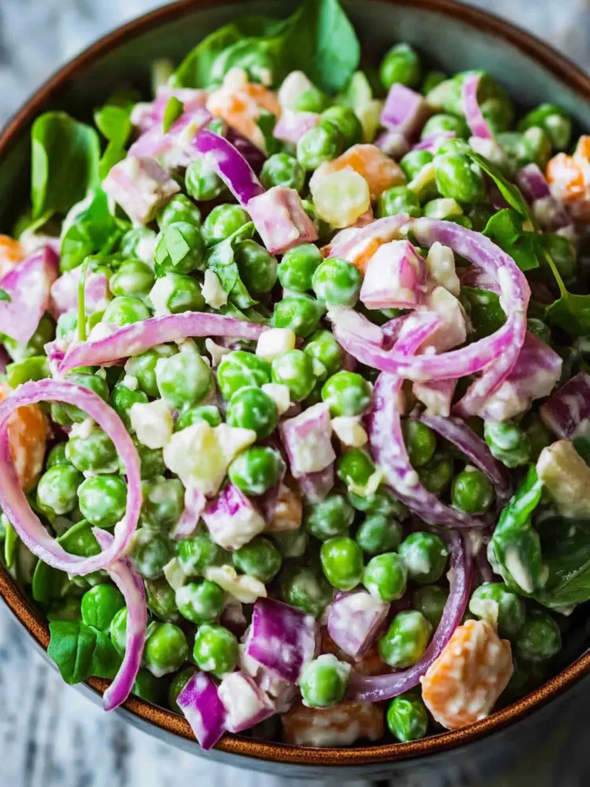Delicious Pea Salad with Red Onions and Cheese to Wow Your Family 5 Pea Salad with Red Onions and Cheese