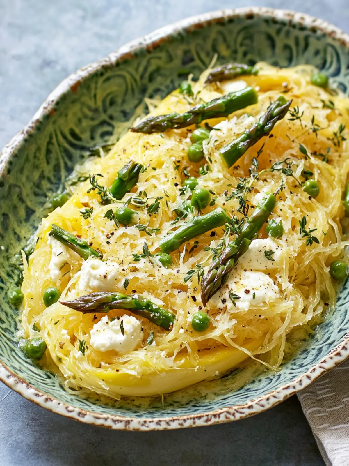 Delicious Spaghetti Squash with Asparagus, Ricotta, and Lemon 5 Spaghetti Squash with Asparagus, Ricotta, Lemon, and Thyme