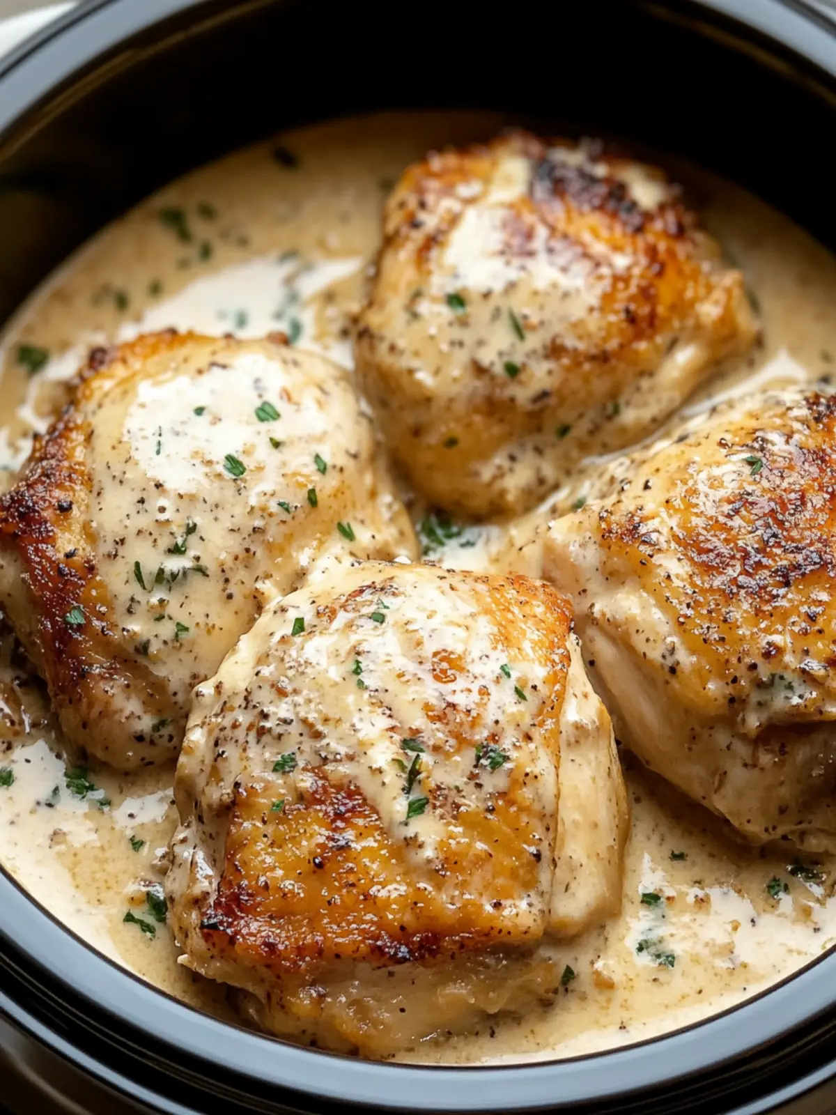 Crockpot Creamy Garlic Parmesan Chicken Thighs You’ll Adore 5 Crockpot Creamy Garlic Parmesan Chicken Thighs