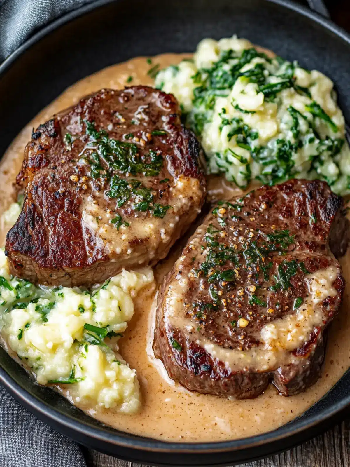 Savory Garlic Irish Steak with Whiskey Cream & Colcannon Bliss 5 Garlic Irish Steak with Whiskey Cream and Irish Colcannon