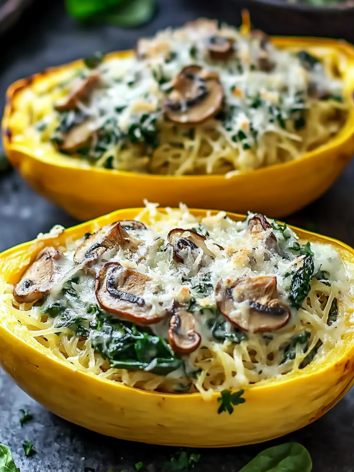 Creamy Spinach and Mushroom Stuffed Spaghetti Squash Delight 5 Creamy Spinach and Mushroom Stuffed Spaghetti Squash