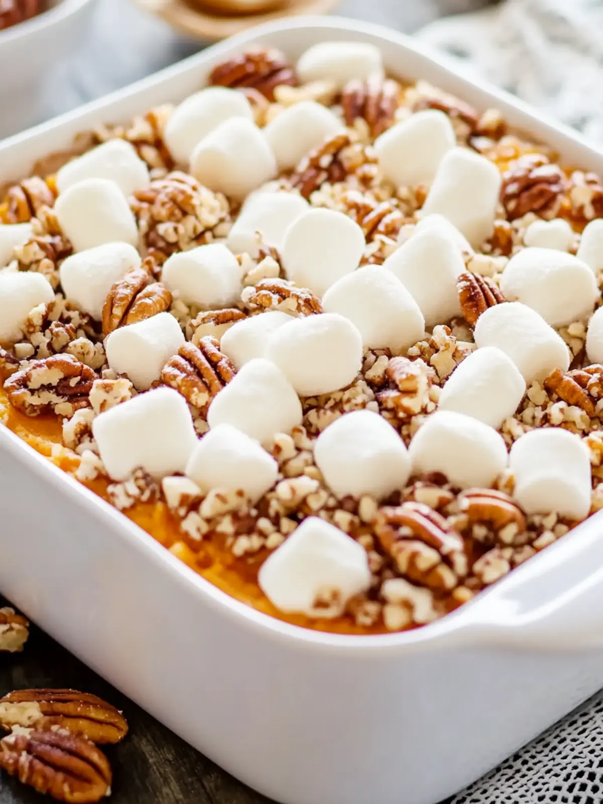Irresistible Sweet Potato Casserole with Marshmallows & Pecans 5 Sweet Potato Casserole with Marshmallows & Candied Pecans