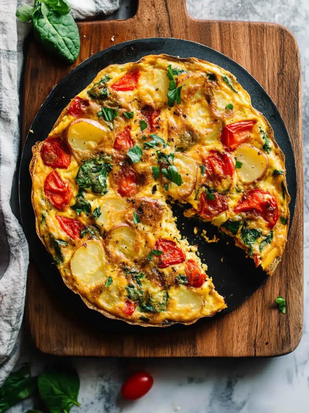 Delicious Frittata with Potatoes, Red Peppers, and Spinach Treat 5 Frittata with Potatoes, Red Peppers, and Spinach