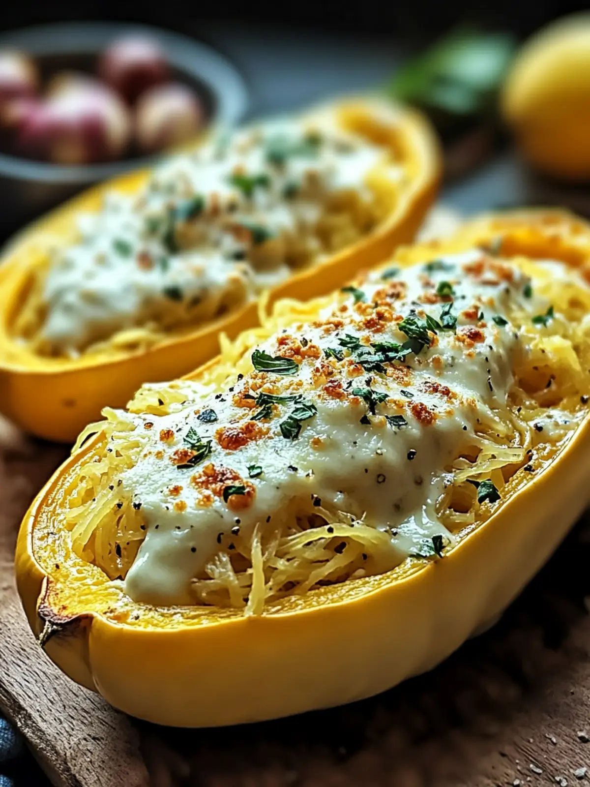 Roasted Spaghetti Squash with Creamy Alfredo Bliss Unveiled 2 Roasted Spaghetti Squash with Creamy Alfredo Bliss