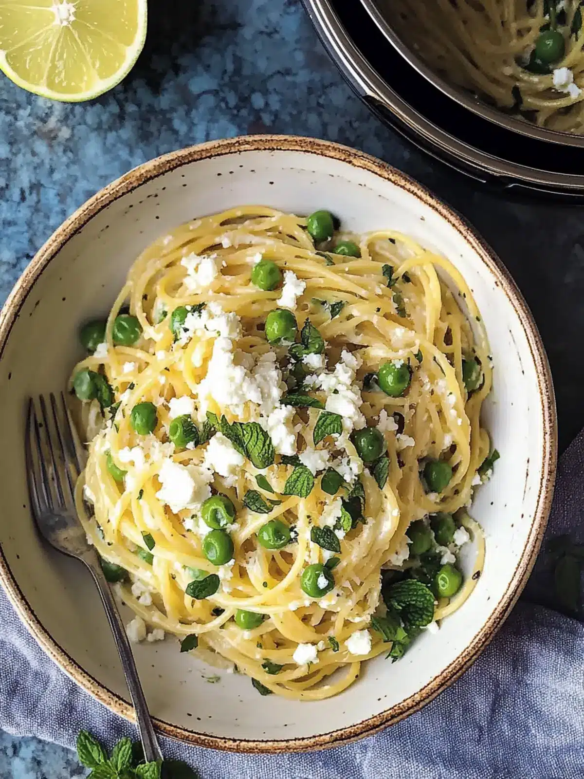 Instant Pot Spaghetti with Goat Cheese, Mint and Peas Delight 2 Instant Pot Spaghetti with Goat Cheese, Mint and Peas