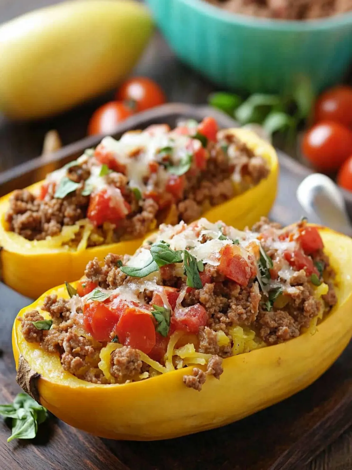 Delicious Stuffed Spaghetti Squash with Tomato and Ground Beef 3 Stuffed Spaghetti Squash with Tomato and Ground Beef