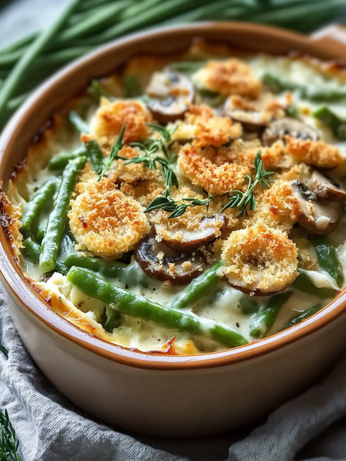 Delicious Gluten Free Green Bean Casserole with Mushroom Alfredo 3 Gluten Free Green Bean Casserole with Homemade Mushroom Alfredo Sauce
