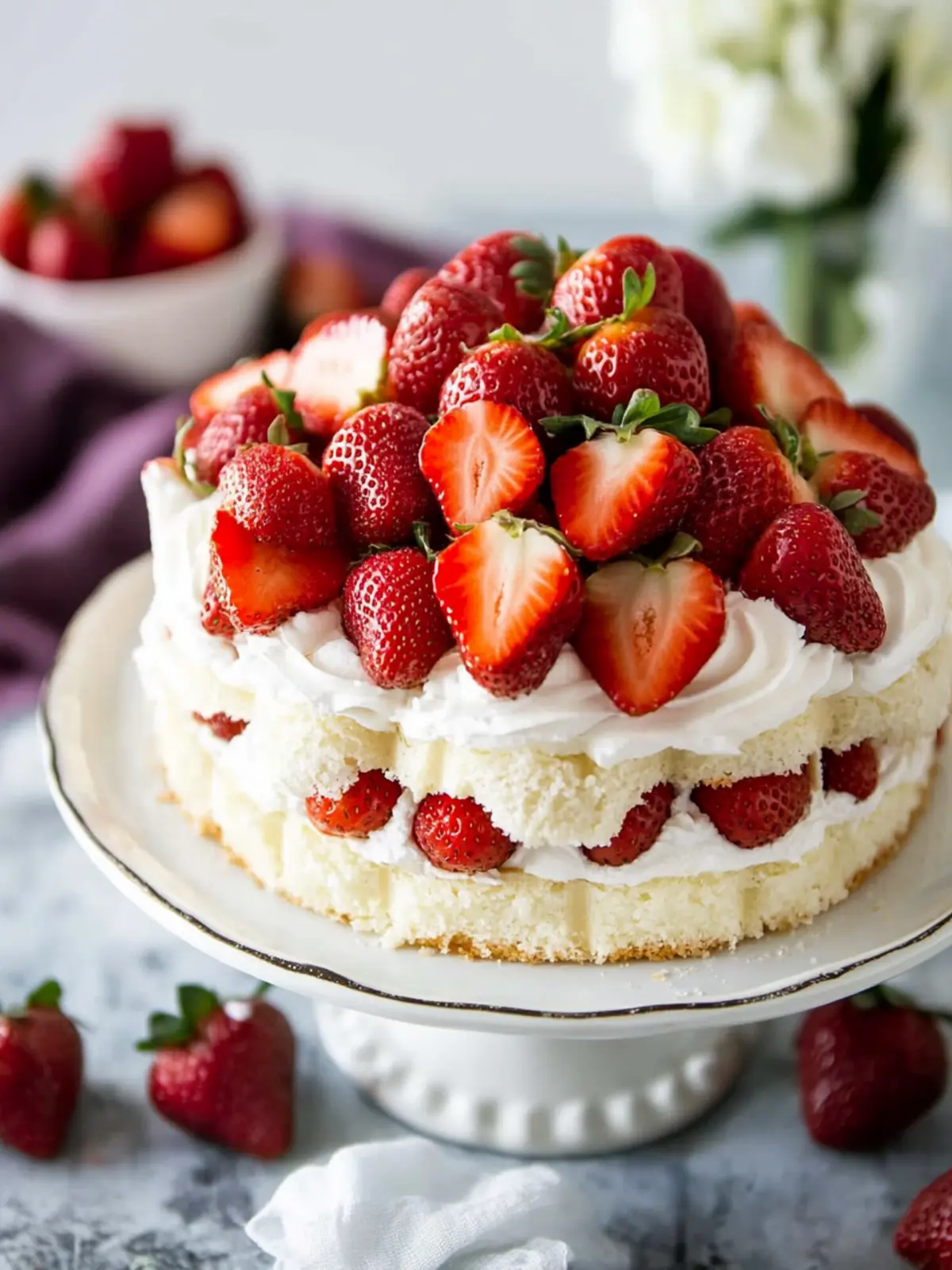 Light and Fluffy Angel Food Cake with Strawberries Bliss 5 Angel Food Cake with Strawberries