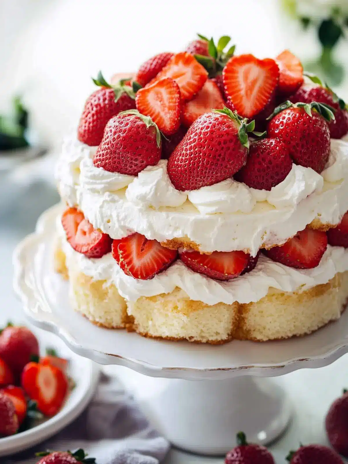 Light and Fluffy Angel Food Cake with Strawberries Bliss 3 Angel Food Cake with Strawberries