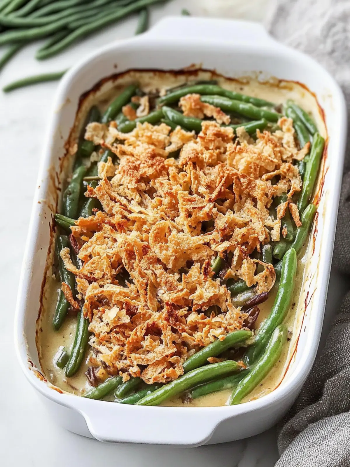 Gluten Free Green Bean Casserole with Crispy Onion Topping 2 Gluten Free Green Bean Casserole