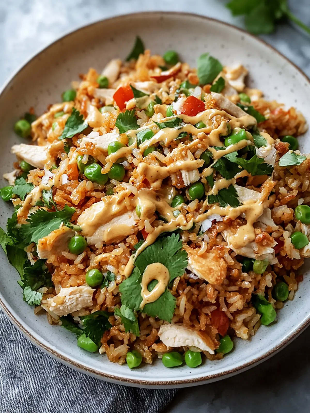 Crispy Chicken Rice Salad with Irresistible Peanut Dressing 2 Chicken Crispy Rice Salad with Peanut Dressing