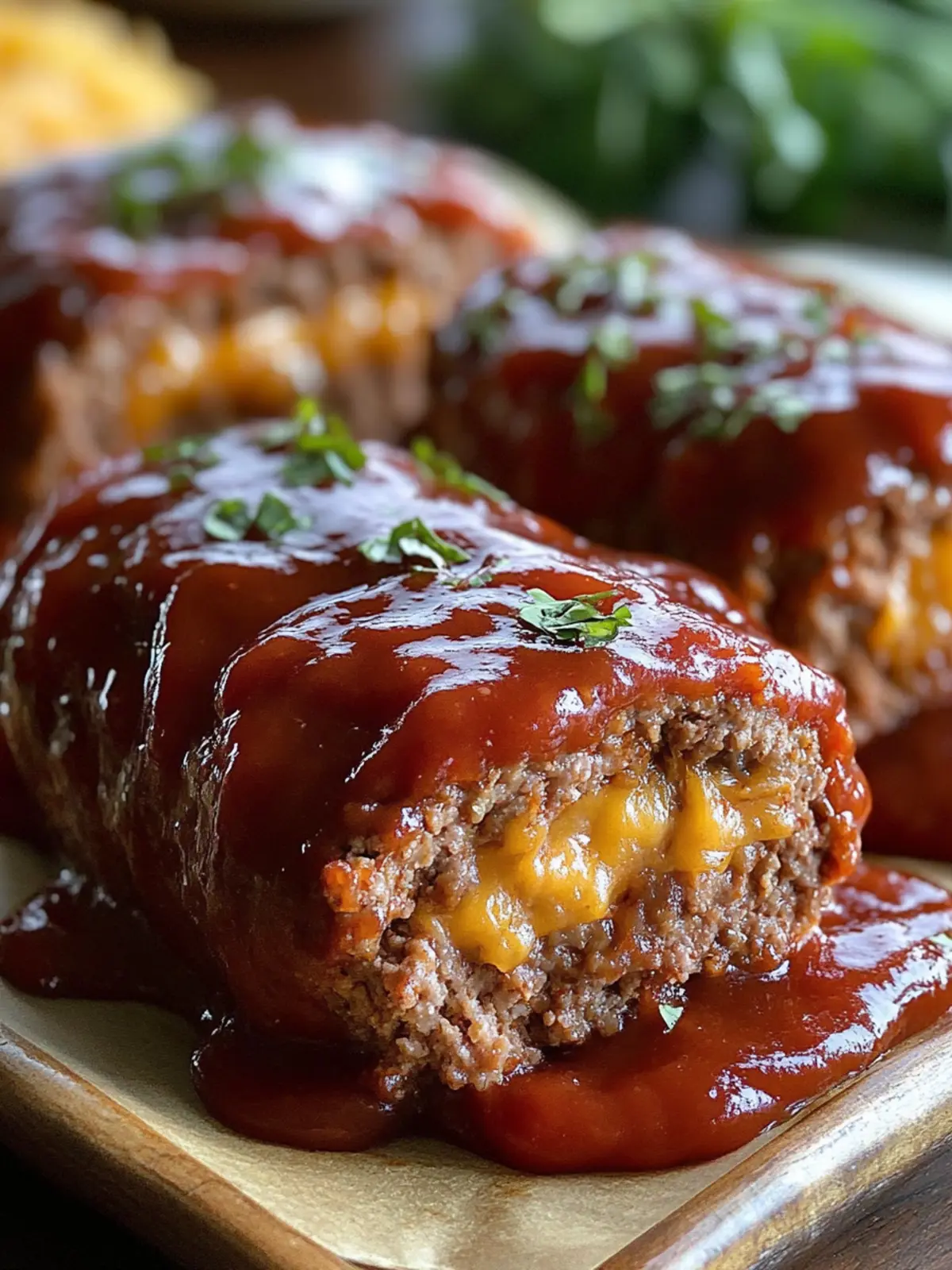Cheddar-Stuffed Meat Loaves with Ketchup Topping Delight 5 Cheddar-Stuffed Meat Loaves with Ketchup Topping