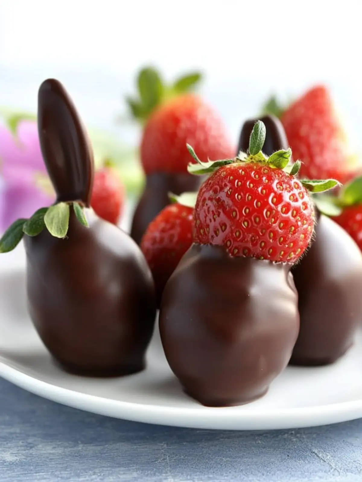 Melt-in-Your-Mouth Chocolate Bunny-Covered Strawberries 4 Chocolate Bunny-Covered Strawberries