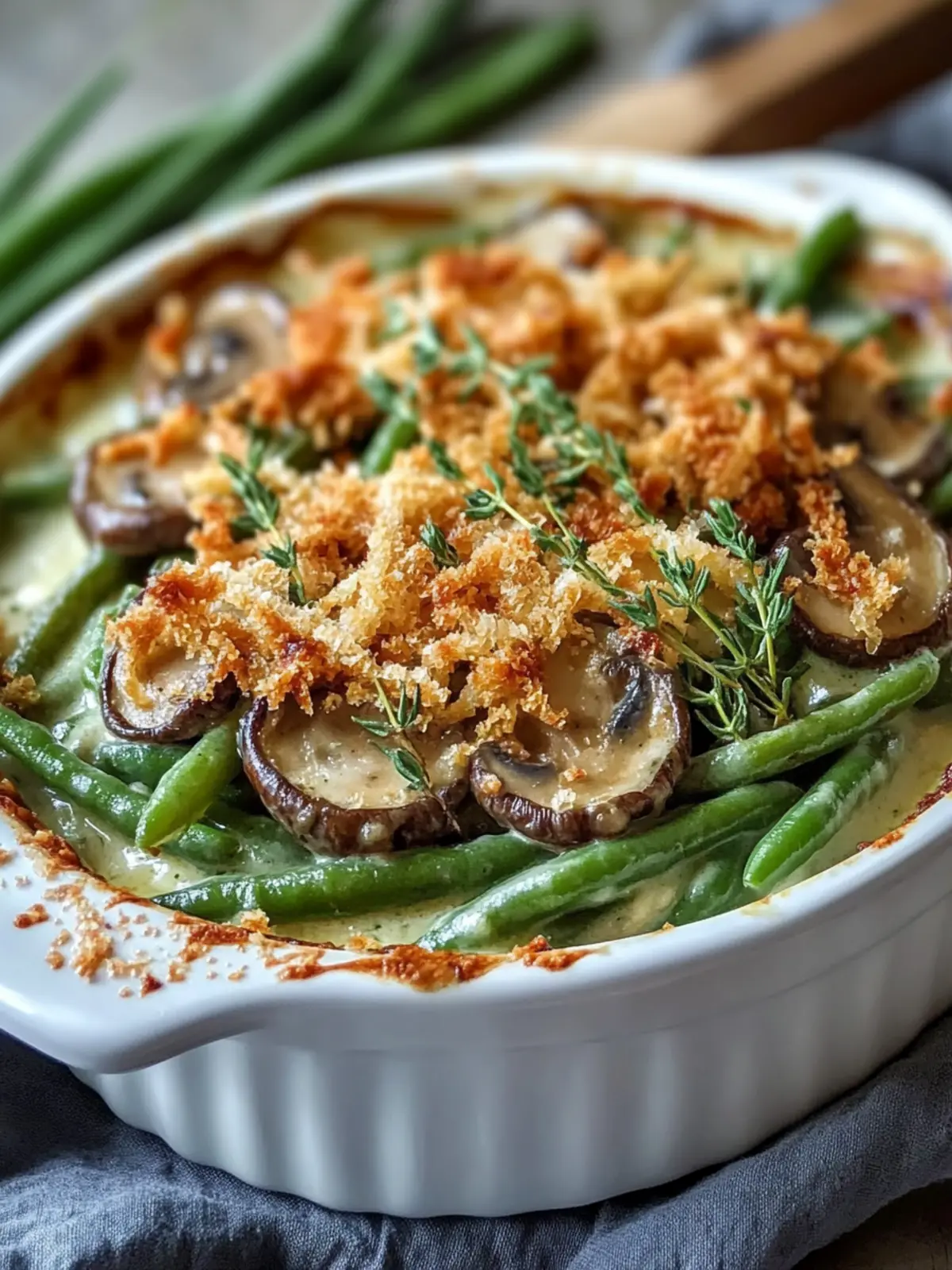 Delicious Gluten Free Green Bean Casserole with Mushroom Alfredo 2 Gluten Free Green Bean Casserole with Homemade Mushroom Alfredo Sauce