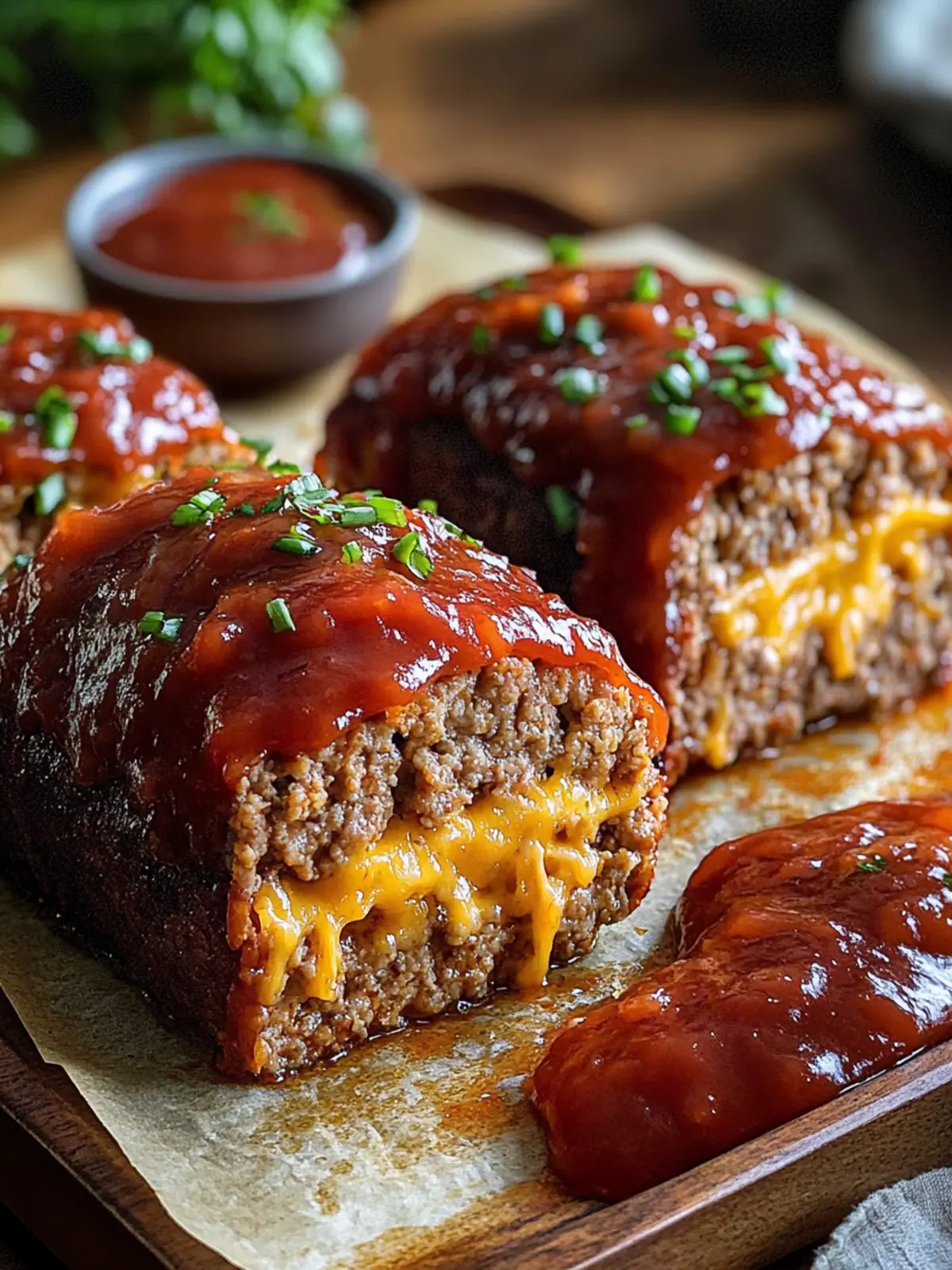 Cheddar-Stuffed Meat Loaves with Ketchup Topping Delight 4 Cheddar-Stuffed Meat Loaves with Ketchup Topping