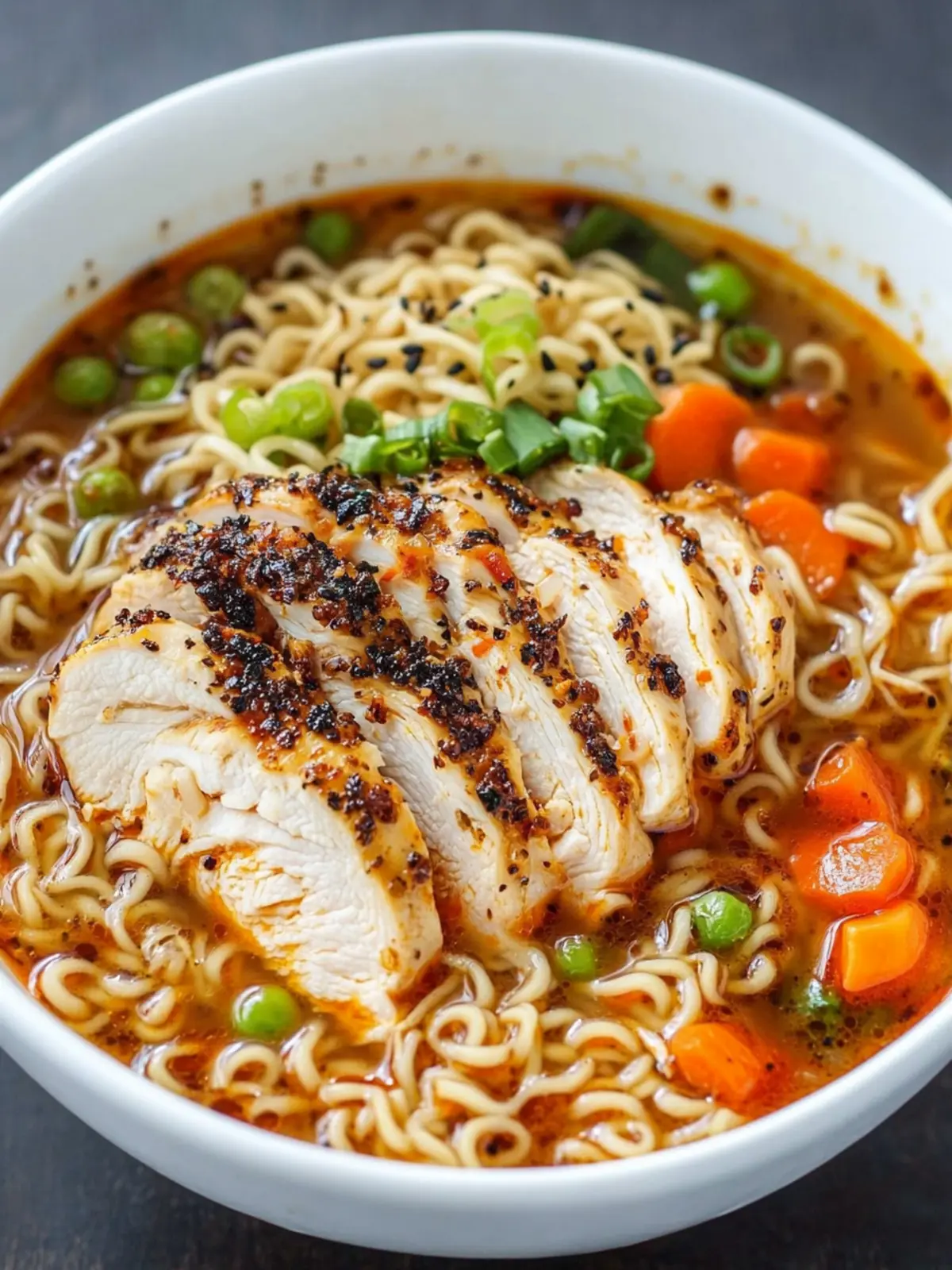 Blackened Chicken Ramen Noodle Soup