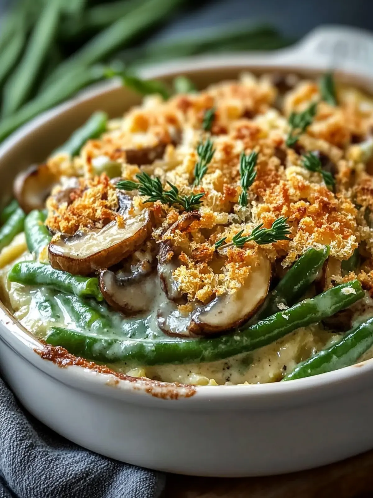Delicious Gluten Free Green Bean Casserole with Mushroom Alfredo 5 Gluten Free Green Bean Casserole with Homemade Mushroom Alfredo Sauce
