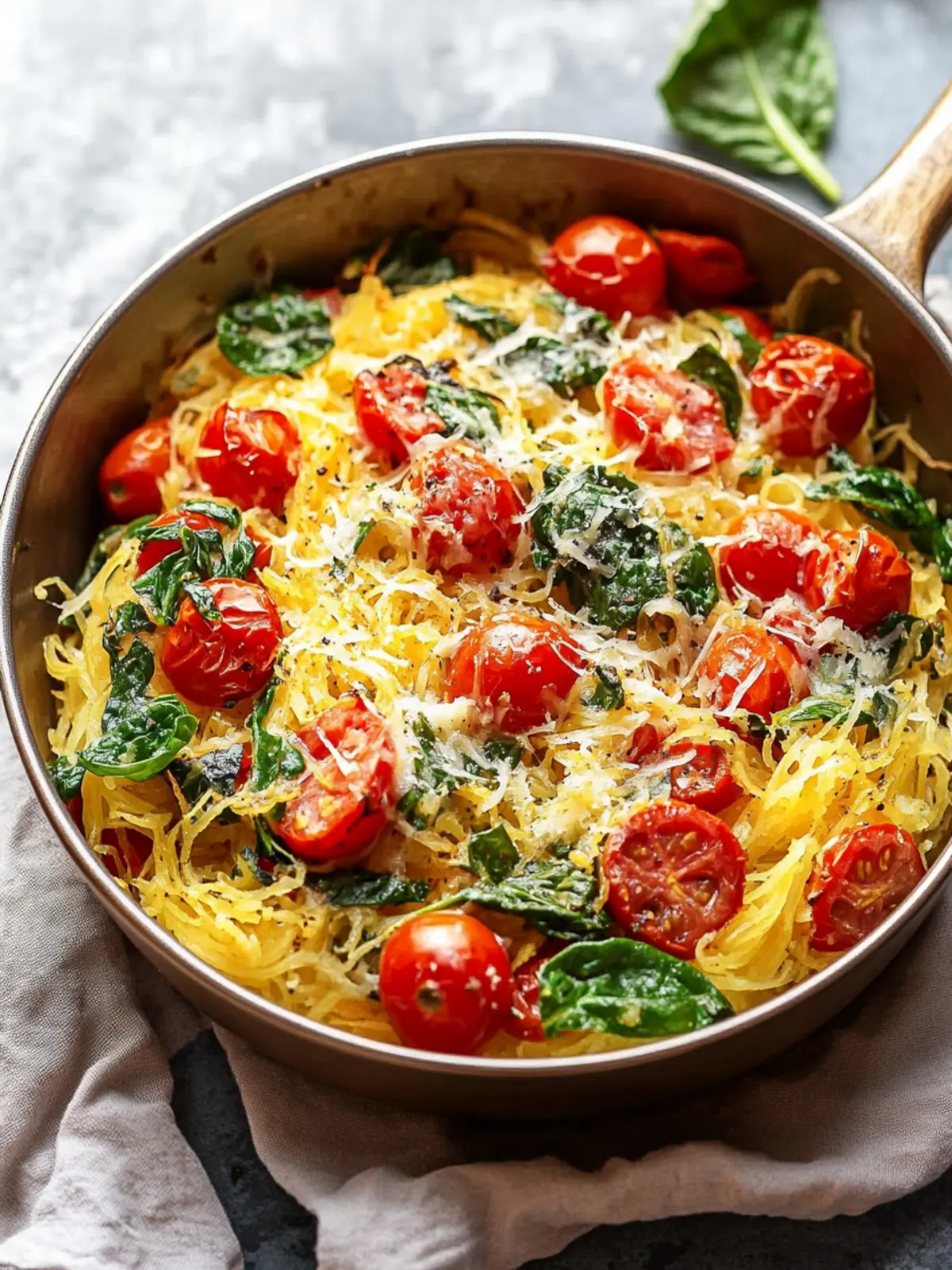 Delicious Roasted Spaghetti Squash with Tomatoes and Spinach 2 Roasted Spaghetti Squash with Tomatoes and Spinach