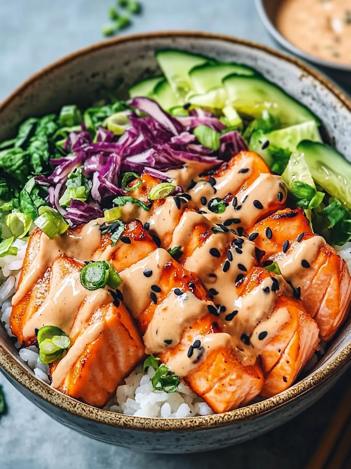 Spicy Salmon Bowl with Creamy Mayo That Ignites Your Tastebuds 3 Spicy Salmon Bowl mit cremiger Mayo Sauce