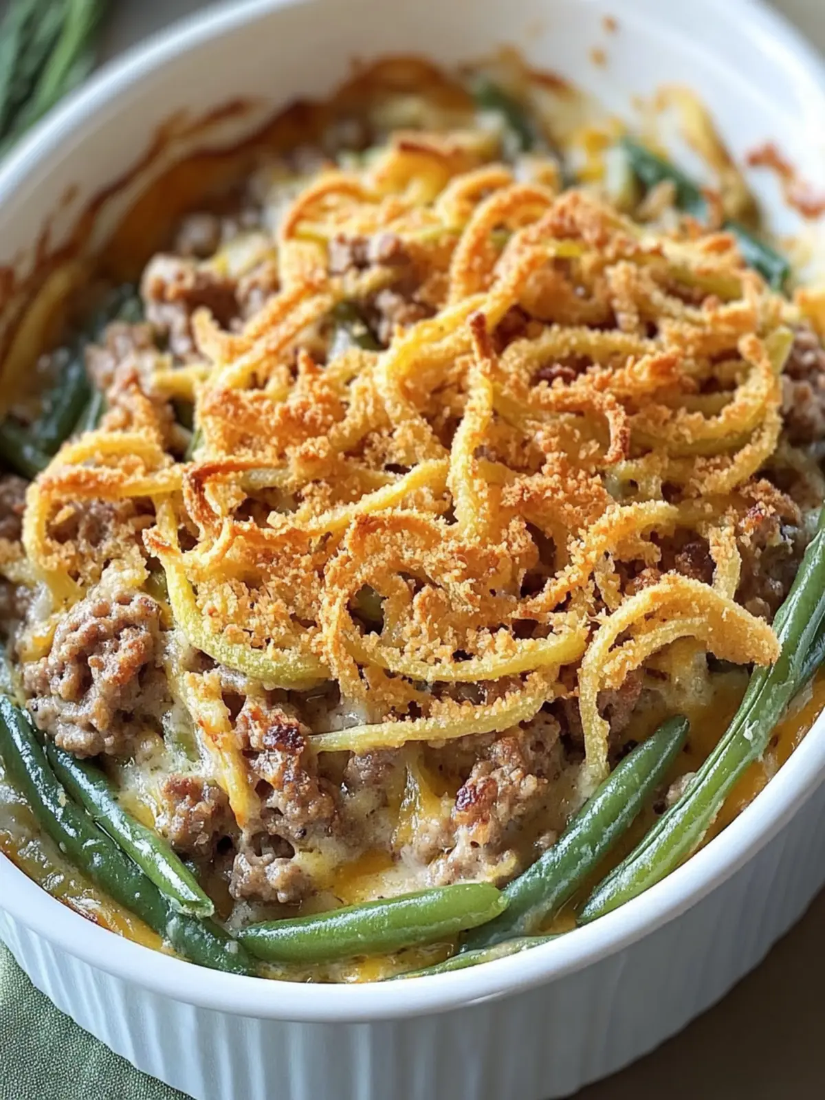 Satisfy cravings with Hamburger Green Bean Casserole Delight 4 Hamburger Green Bean Casserole