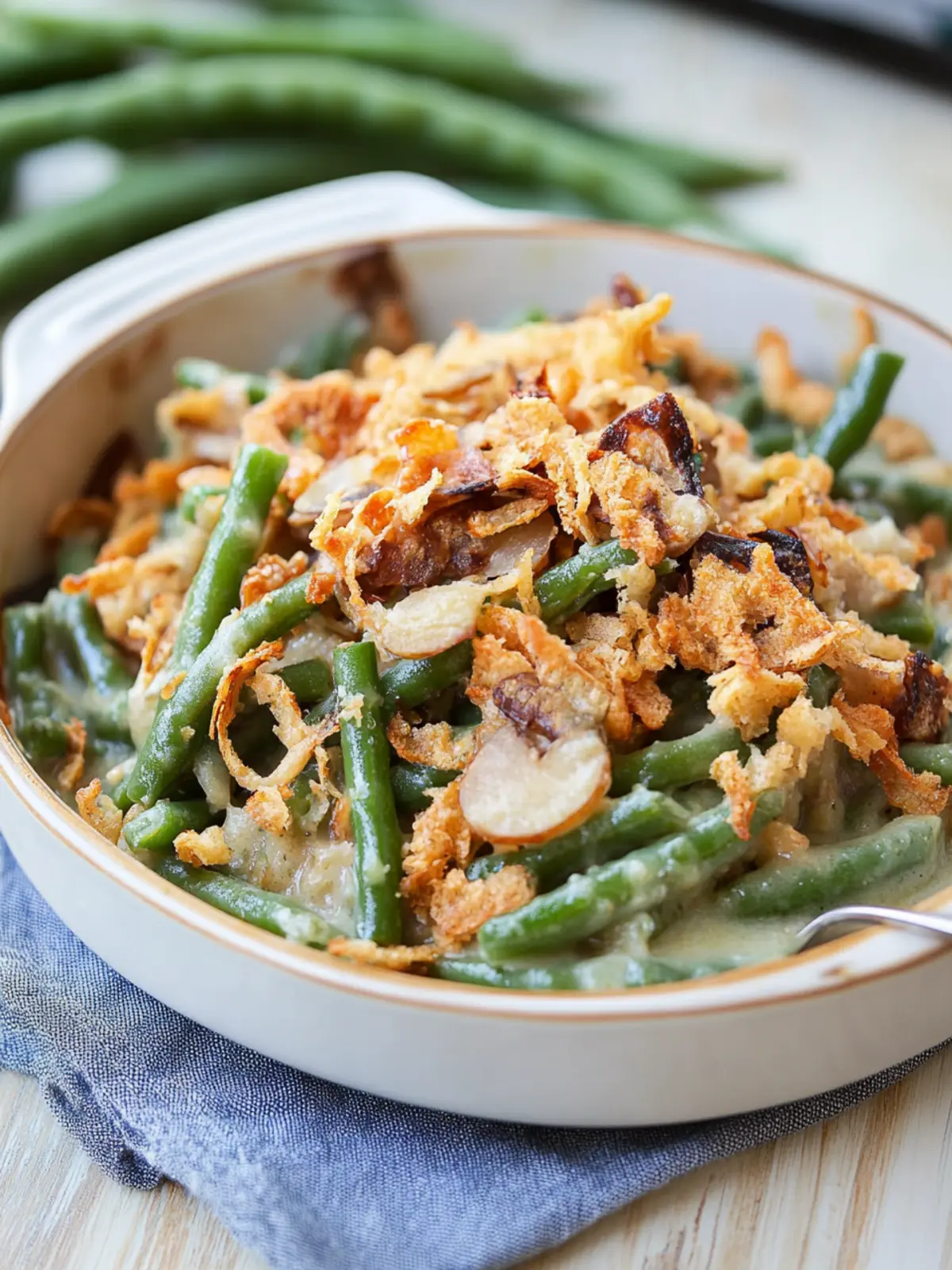 Savory Green Bean Casserole with Crispy Onion Topping 2 Green Bean Casserole