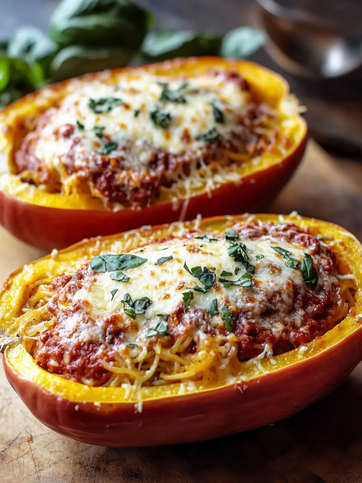 Irresistible Baked Spaghetti Squash with Marinara and Mozzarella 3 Baked Spaghetti Squash with Marinara and Mozzarella
