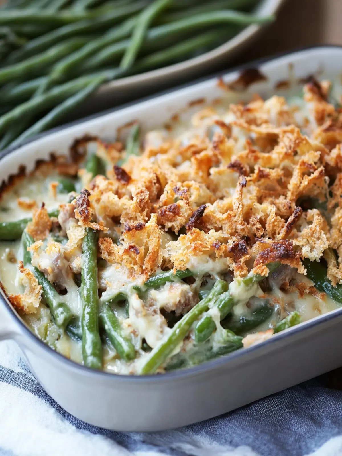 Savory Green Bean Casserole with Crispy Onion Topping 4 Green Bean Casserole