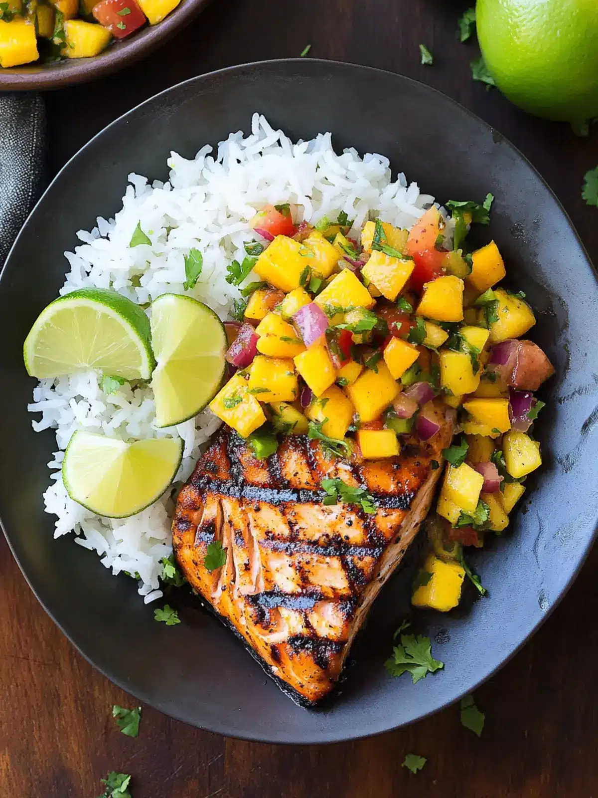 Grilled Salmon with Mango Salsa and Coconut Rice Bliss 5 Grilled Salmon with Mango Salsa and Coconut Rice