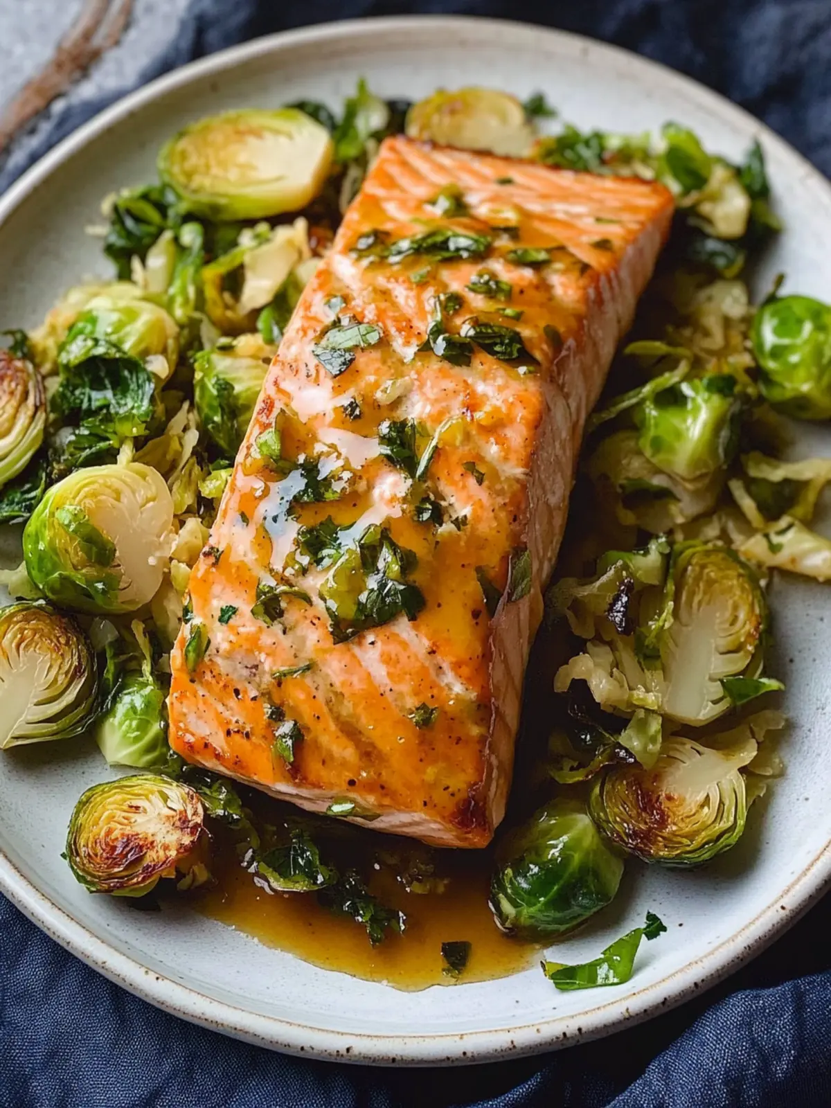 Savory Honey Mustard Salmon with Shredded Brussels Sprouts 5 Honey Mustard Salmon and Shredded Brussels Sprouts