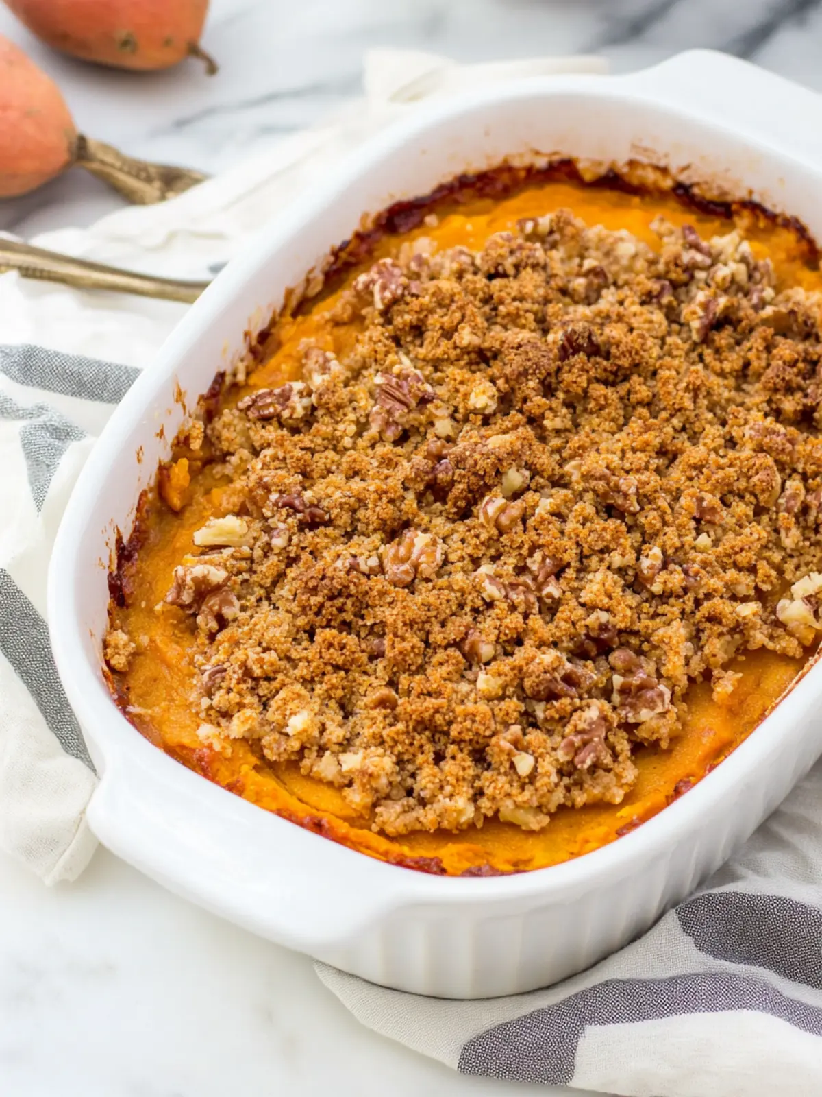 Sweet Potato Casserole with Praline Streusel Bliss 4 Sweet Potato Casserole with Praline Streusel Topping