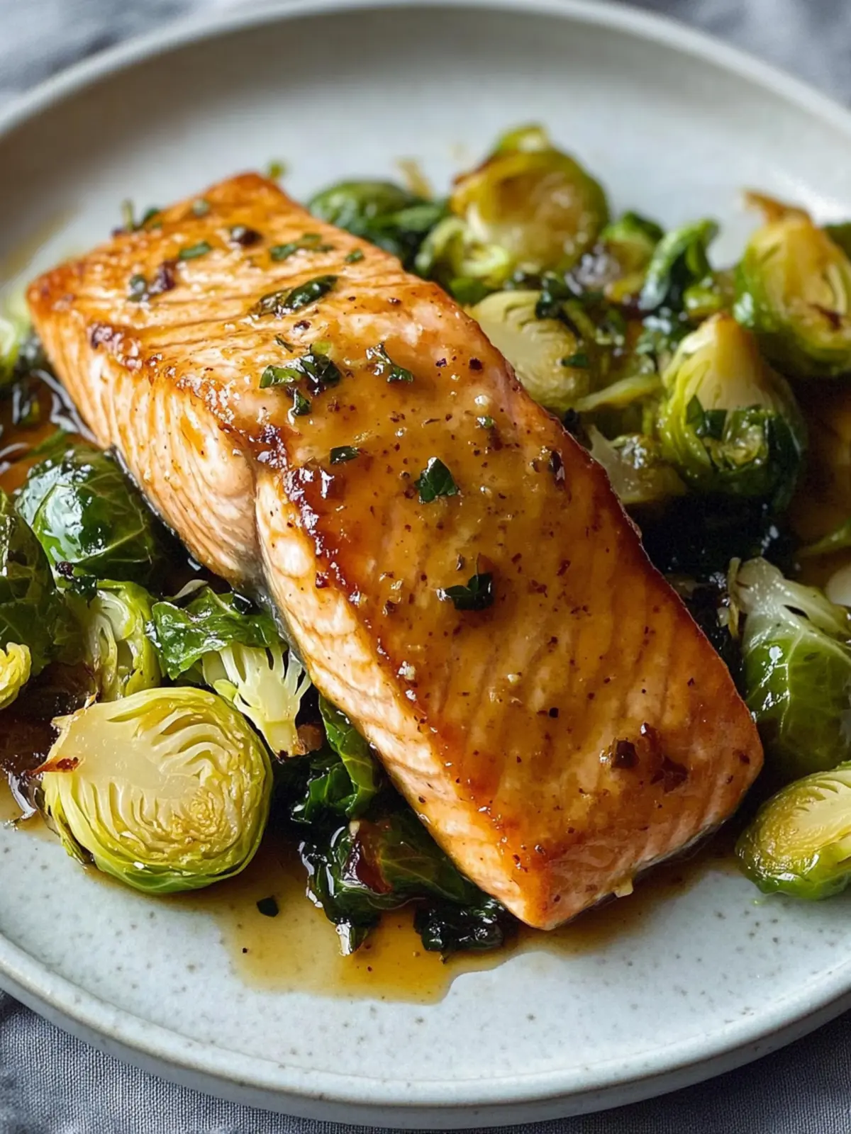 Savory Honey Mustard Salmon with Shredded Brussels Sprouts 2 Honey Mustard Salmon and Shredded Brussels Sprouts