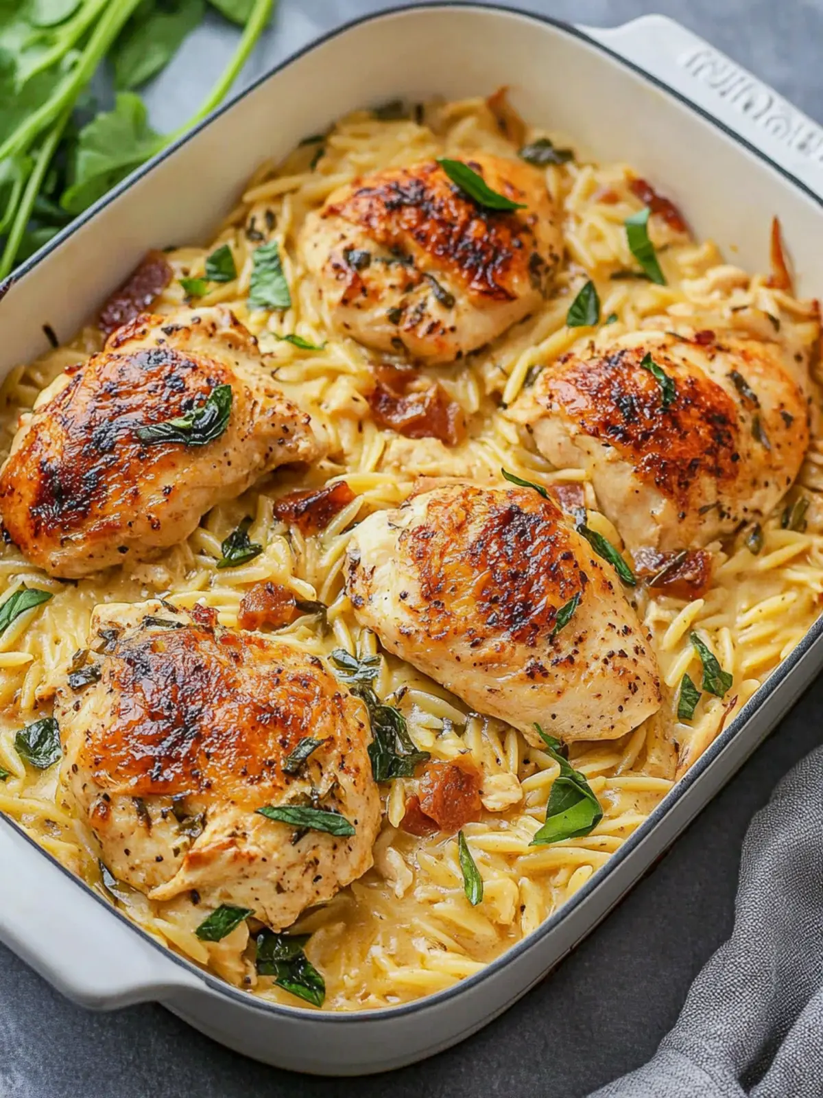 Savory Baked Chicken Orzo with Artichokes and Spinach Delight 2 Baked Chicken Orzo