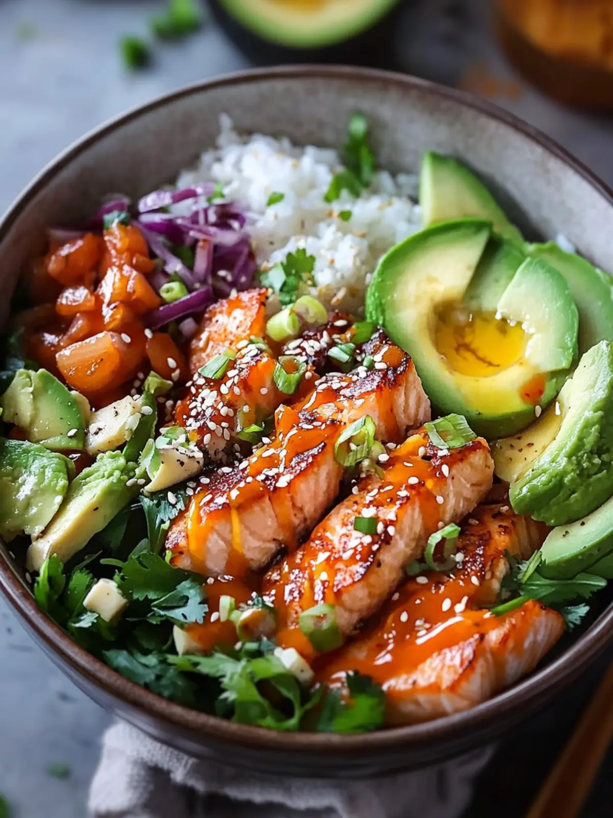 Spicy Salmon Bowl with Creamy Slaw and Zesty Mayo Delight 2 Spicy Salmon Bowl