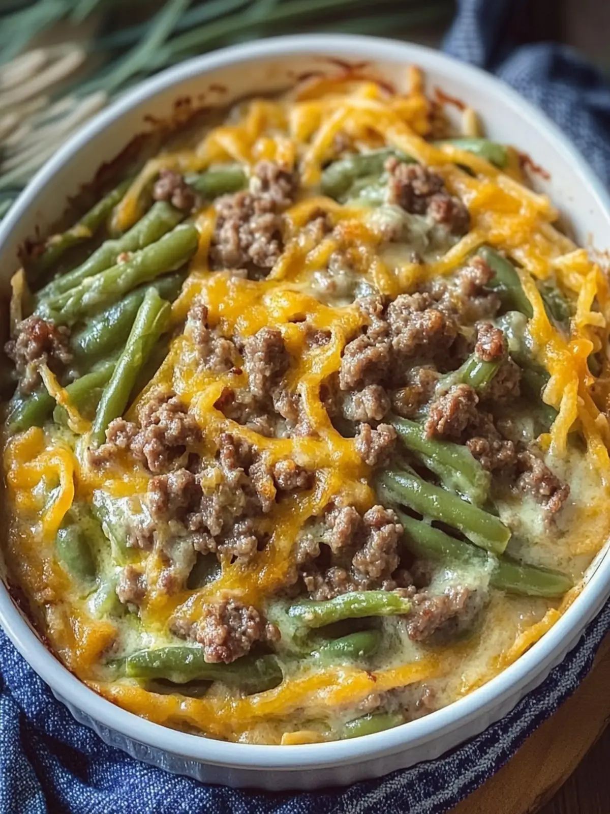 Satisfy cravings with Hamburger Green Bean Casserole Delight 3 Hamburger Green Bean Casserole